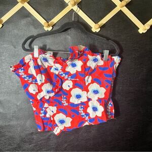 Hutch By Anthropologie Red Floral Strapless Top Size 12
